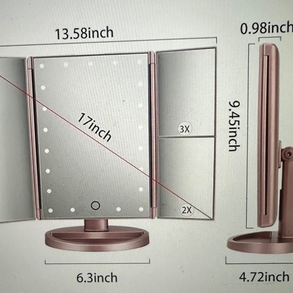 Lighted Trifold LED Mirror *NEW IN BOX* - Picture 3 of 5